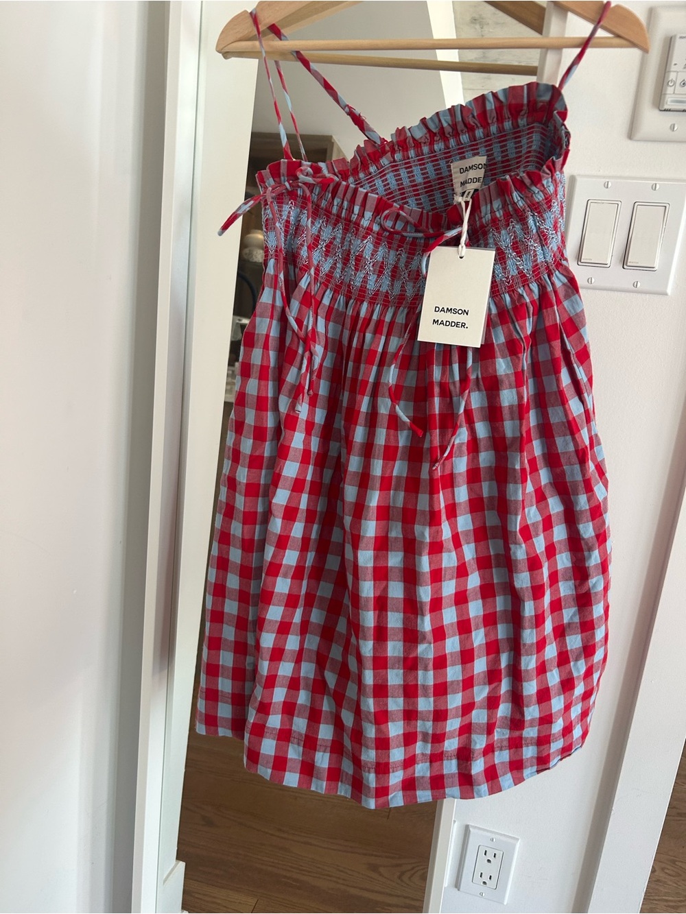 Red & Light Blue Gingham Summer Skirt
